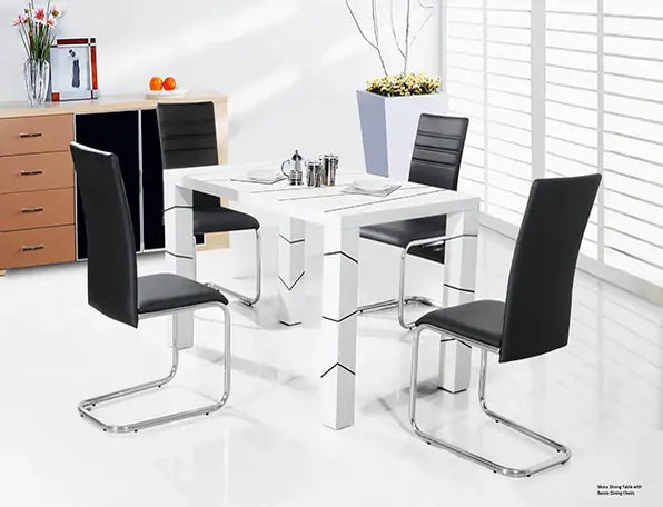 Mona Dining Set In White Gloss - 1.2m