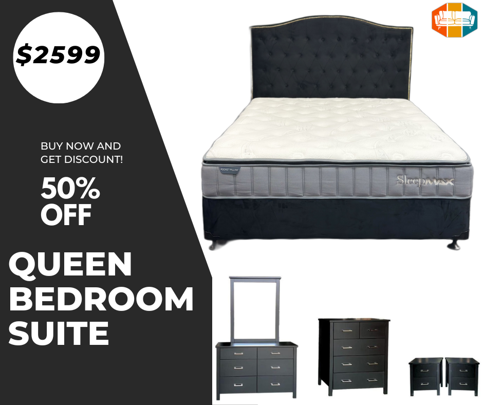 Queen Bedroom Suite with Pocket Pillow top Mattress