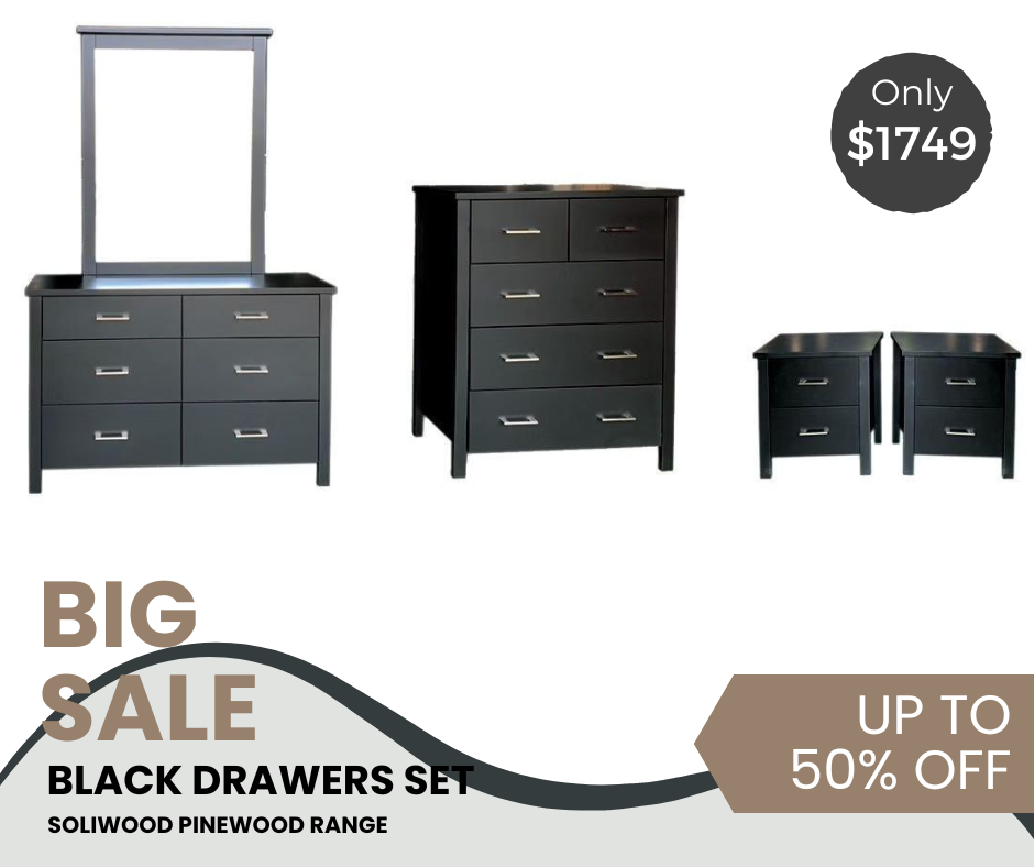 Tina Black Drawers Set in Solidwood