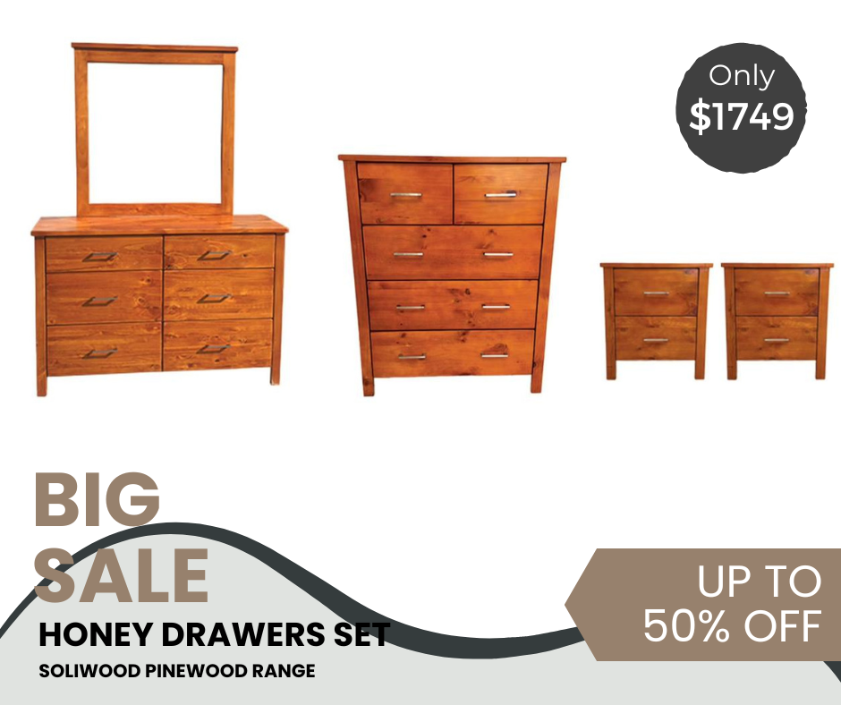 Tina Honey Drawers Set in Solidwood
