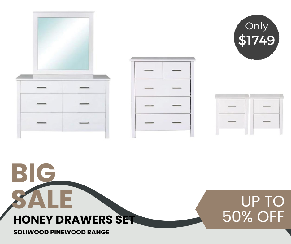Tina White Drawers Set in Solidwood