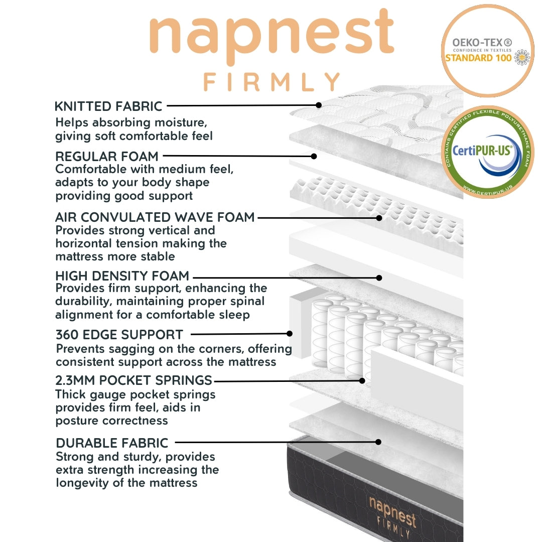 Base With NapNest X-Firm Pocket Spring Back Support Mattress