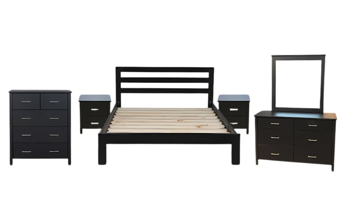 Tina Wooden Bedroom Suite 6pcs in Black