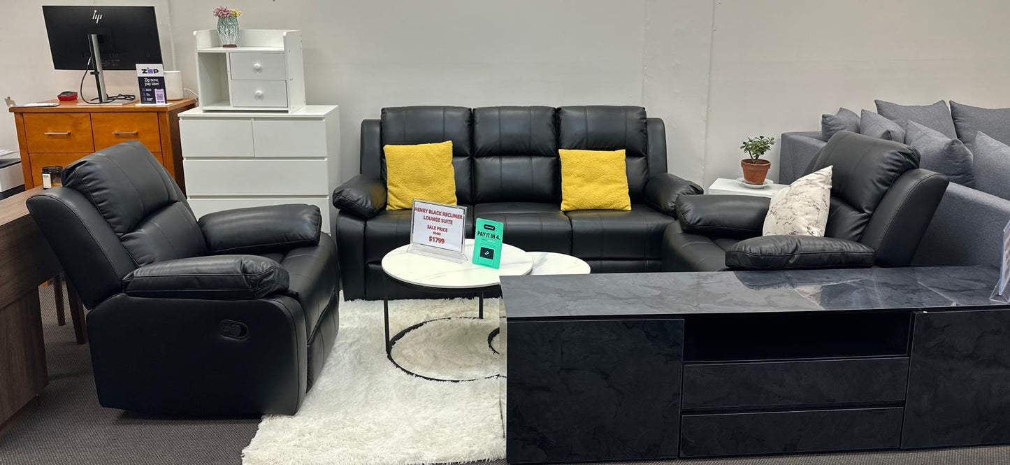 Henry Recliner Suite In Black