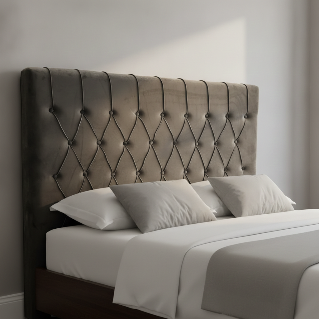 Olive Grey Velvet Headboard