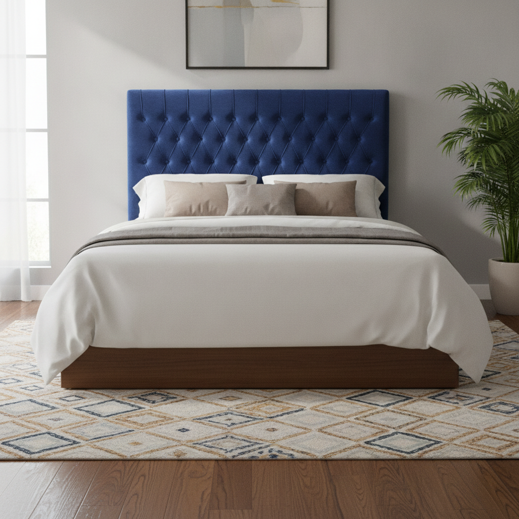 Olive Blue Velvet HeadBoard
