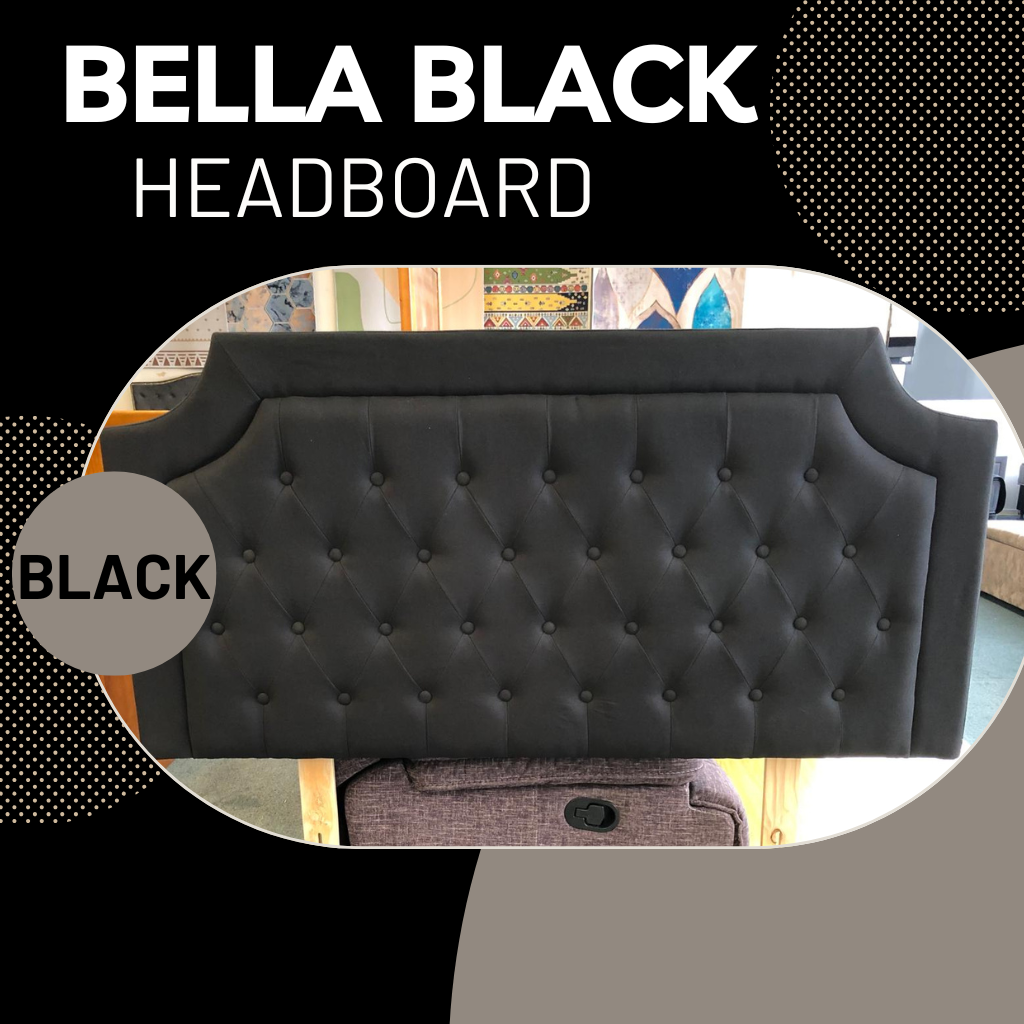 Bella Headboard in Black Fabric