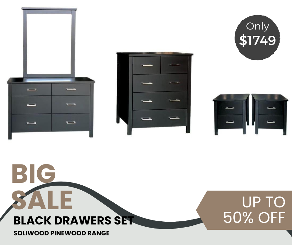 TINA BLACK DRAWERS SET IN SOLIDWOOD