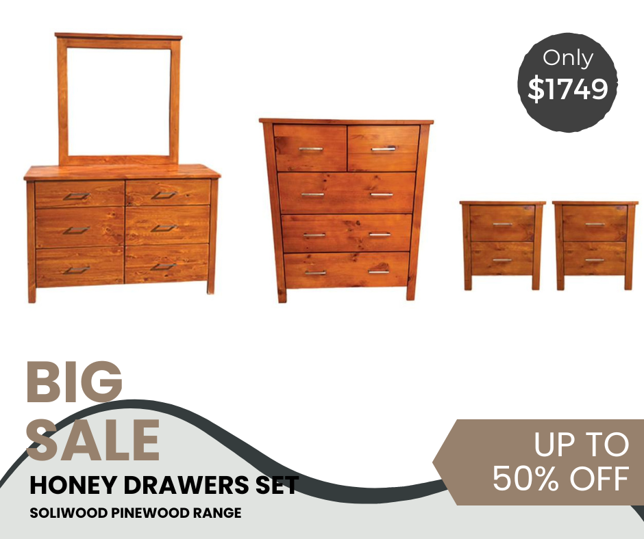 TINA HONEY DRAWERS SET IN SOLIDWOOD