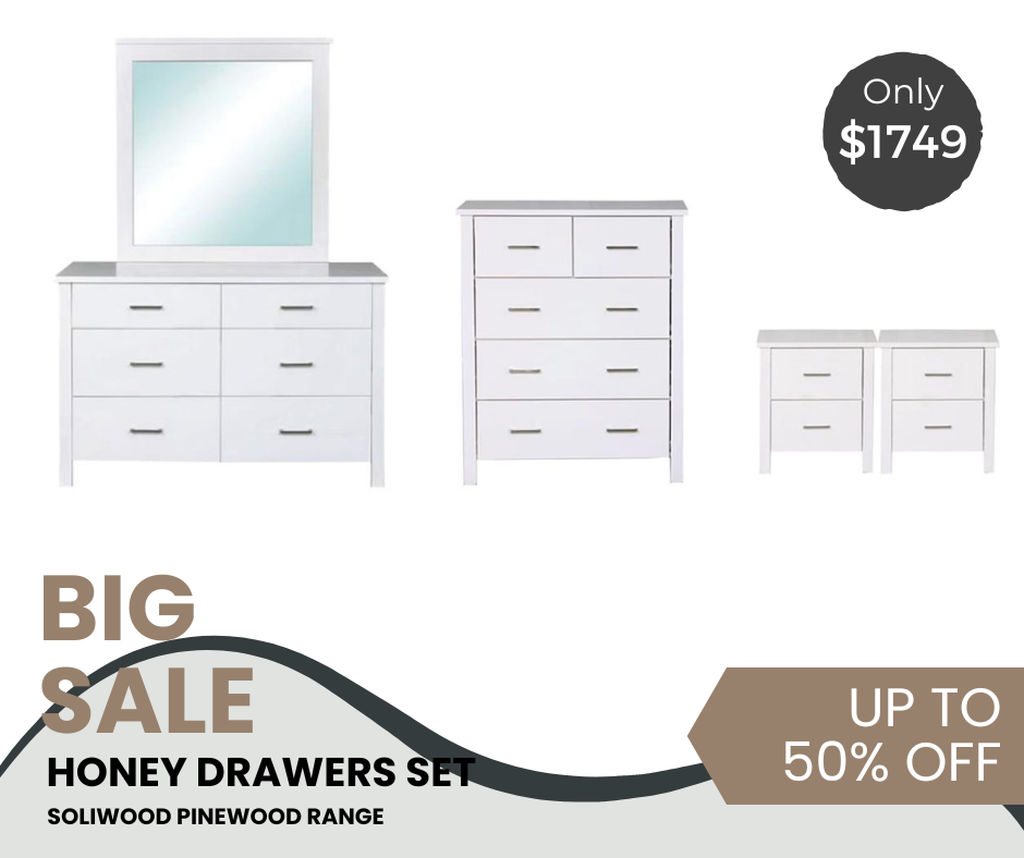 TINA WHITE DRAWERS SET IN SOLIDWOOD