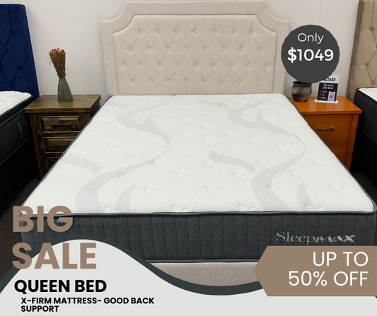 QUEEN BED WITH SLEEPMAX X-FIRM MATTRESS