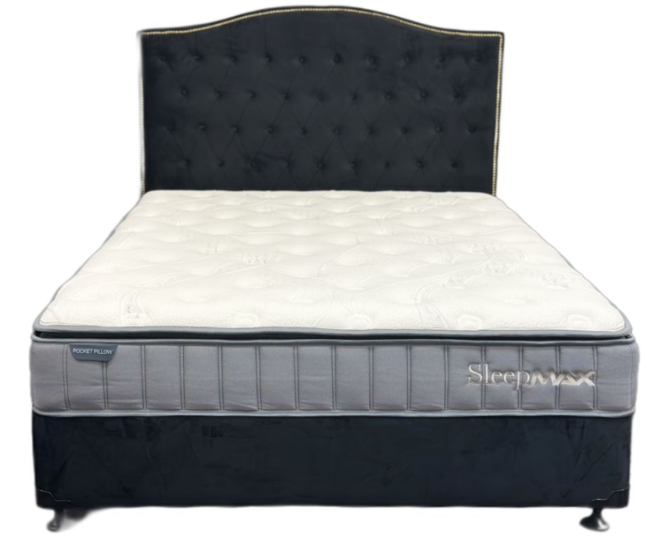 QUEEN BED WITH POCKET SPRING PILLOW TOP MATTRESS