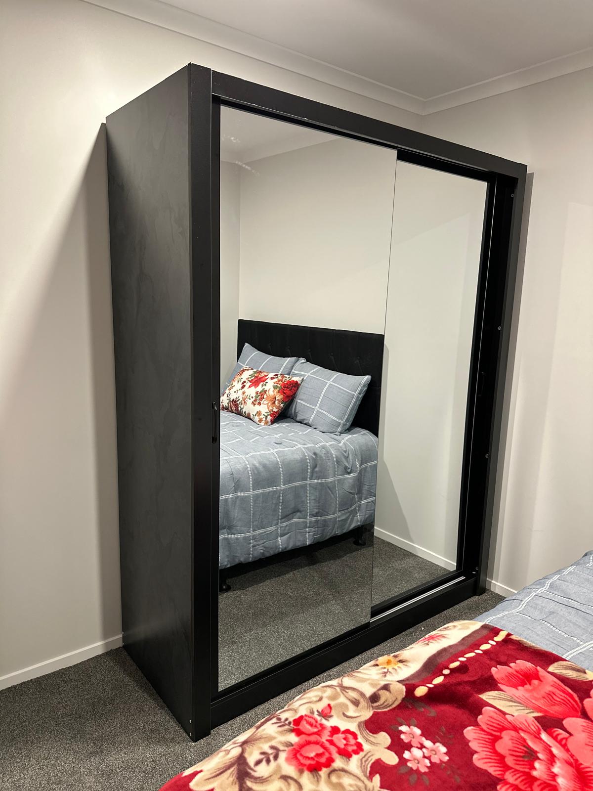 Tyler Glass Sliding Door Wardrobe in Black