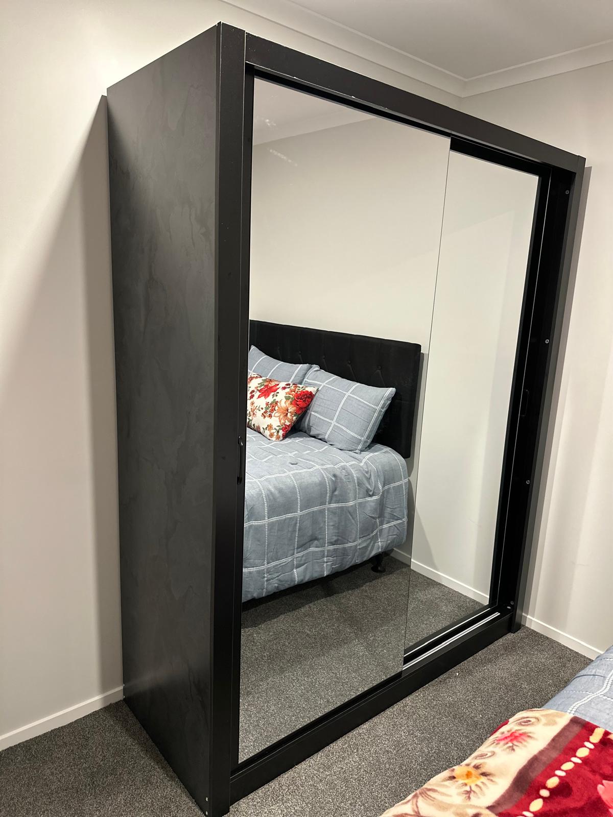 Tyler Glass Sliding Door Wardrobe in Black
