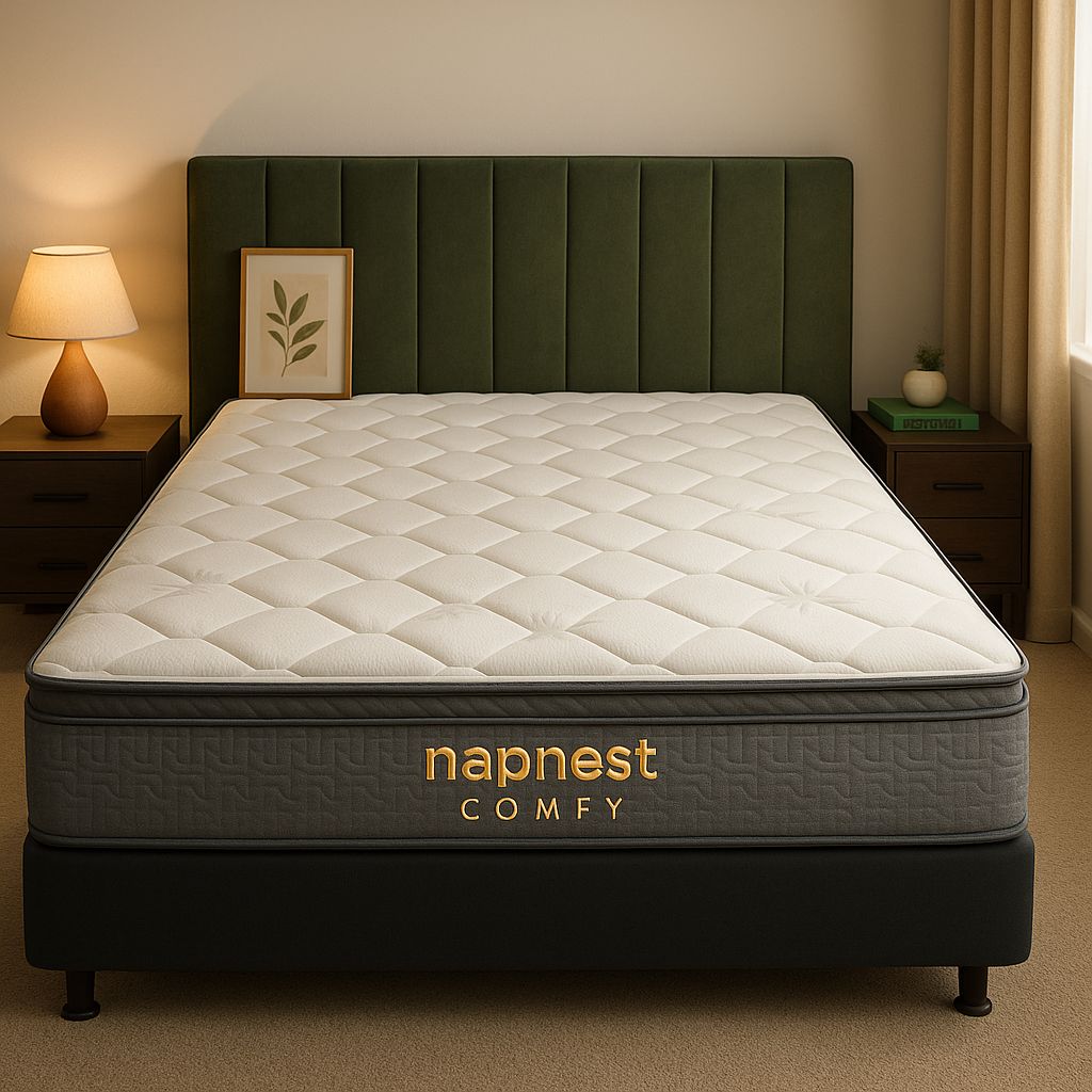 Oliven Queen Bed With Pocket Spring Pillow Top Mattress & Headboard