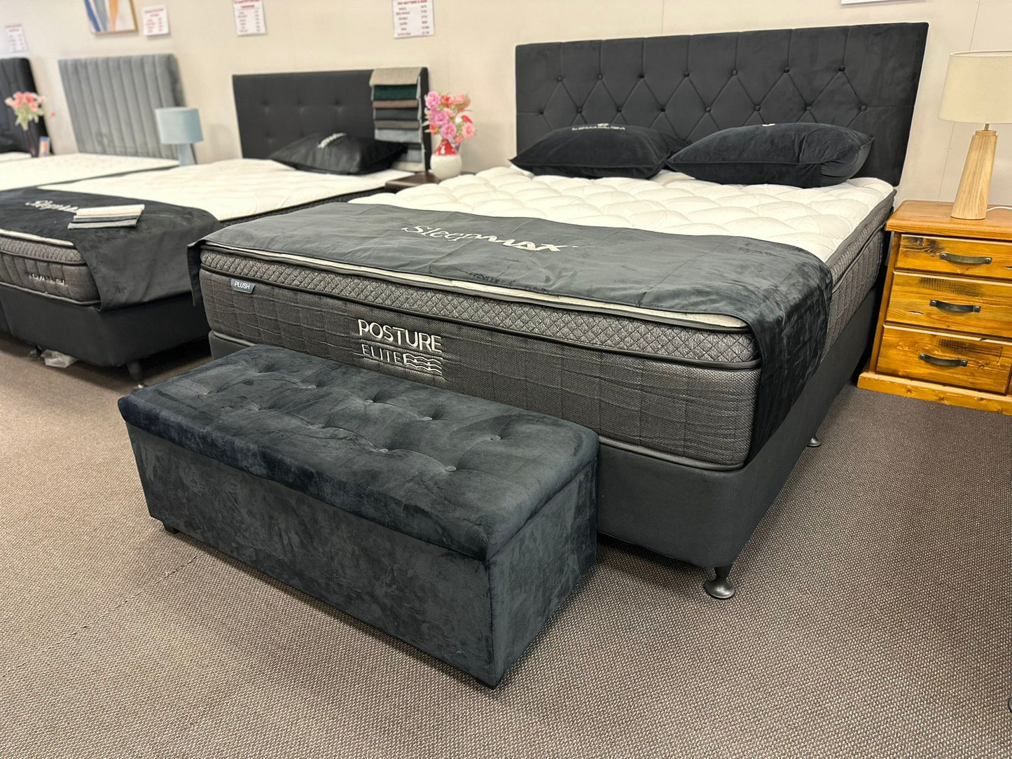 Queen Bed With Posture Elite Plush Mattress & Headboard