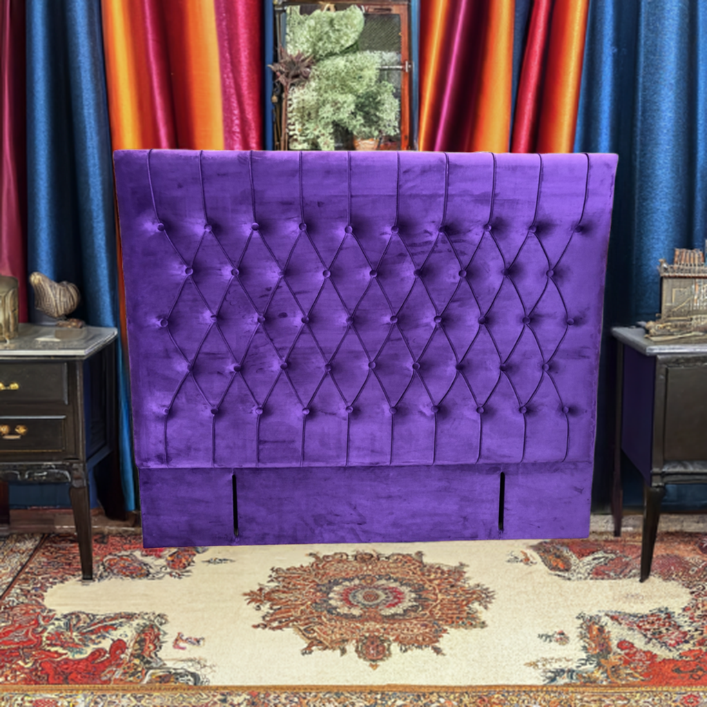 OLIVE PURPLE VELVET HEADBOARD