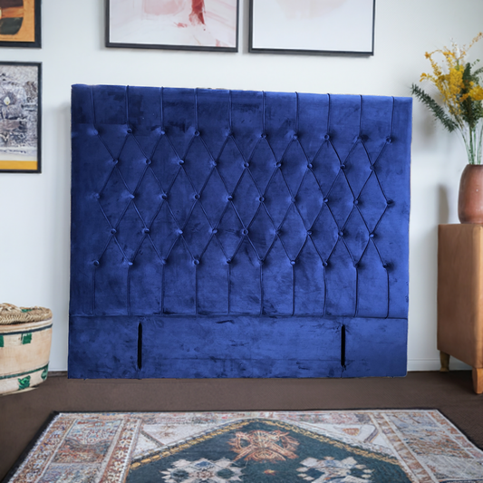 OLIVE BLUE VELVET HEADBOARD