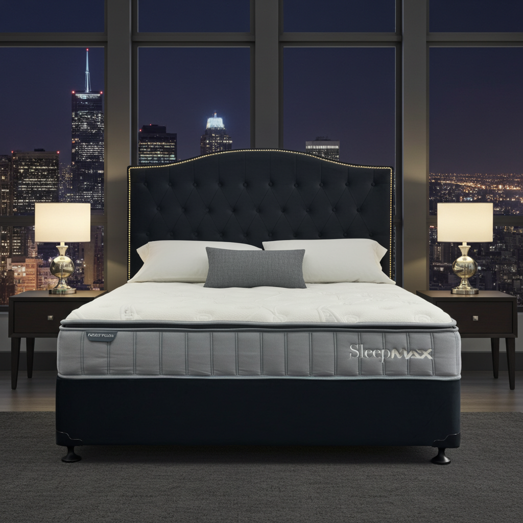 Queen Bed Pocket Spring Pillow Top Mattress & Headboard