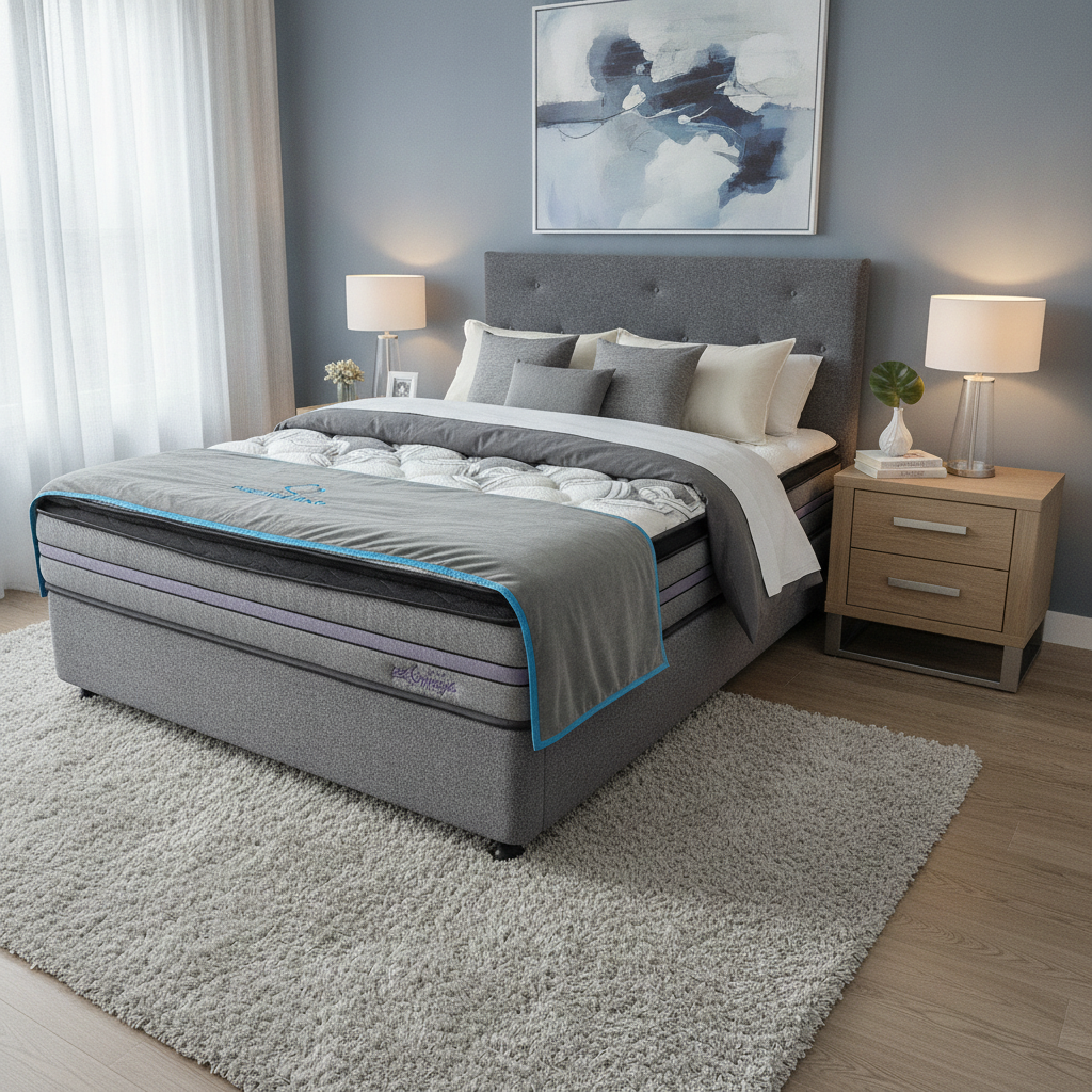Queen Base With Headboard & Omega Pocket Pillow Top Mattress