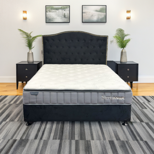 QUEEN BED WITH POCKET SPRING PILLOW TOP MATTRESS