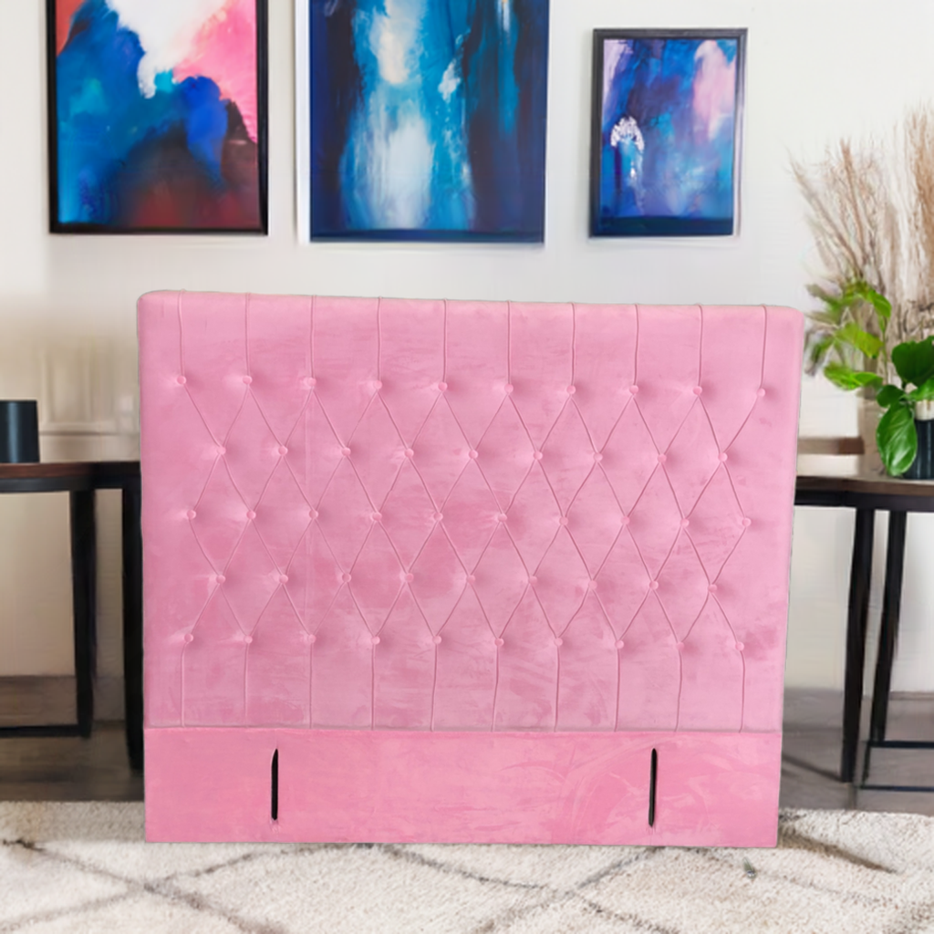 OLIVE PINK VELVET HEADBOARD