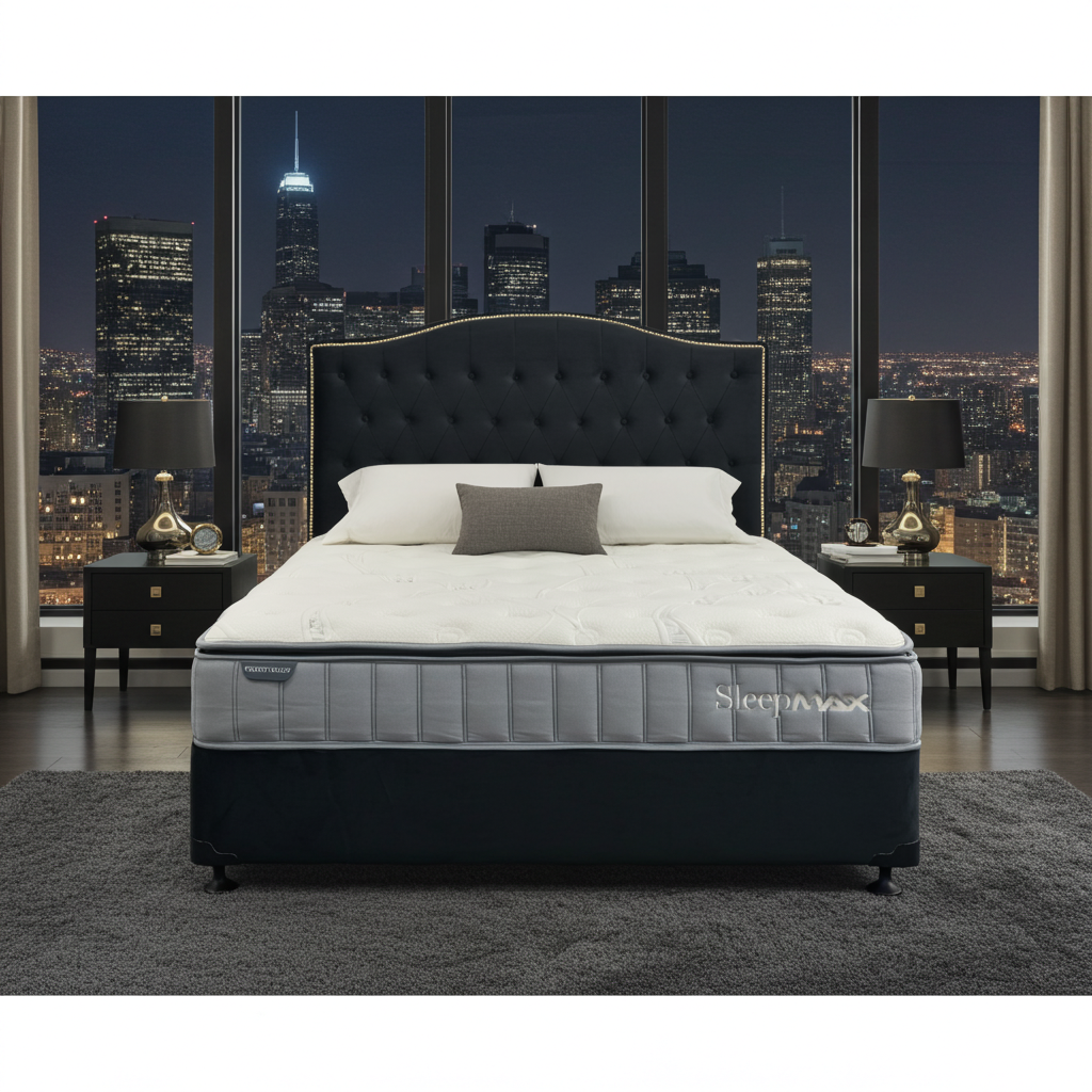 Queen Bed Pocket Spring Pillow Top Mattress & Headboard