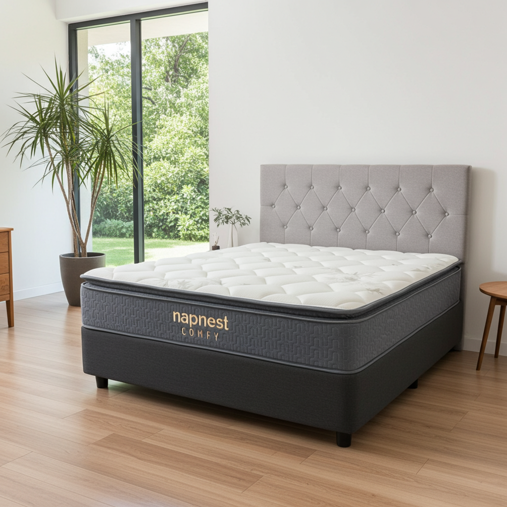 Queen Base Nz Made With Pocket Pillow Top Mattress & Headboard