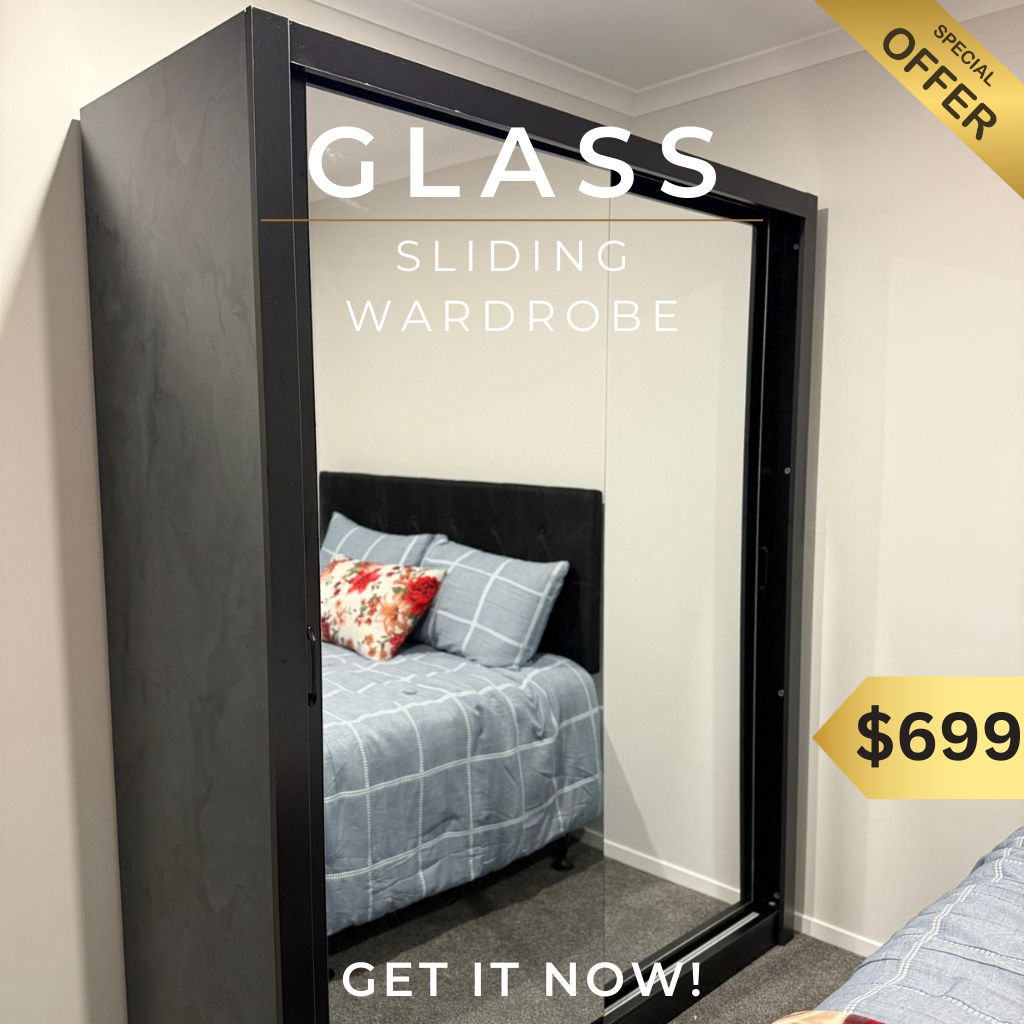 Tyler Glass Sliding Door Wardrobe in Black