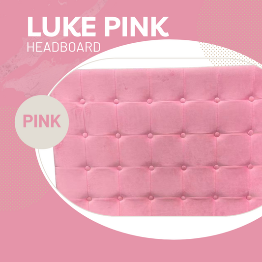 Luke King Single Pink Velvet Headboard