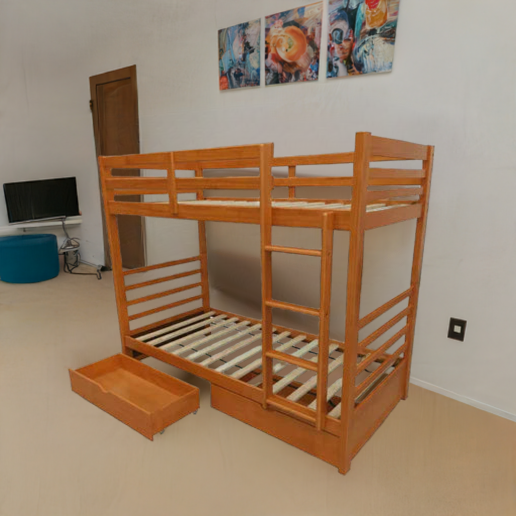 BUNK BED HONEY WITH 2 BOTTOM DRAWERS